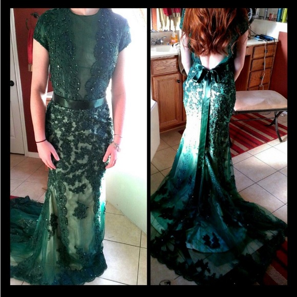 Emerald Green Crisscross Straps Backless Sheath Prom Dress Evening Dress
